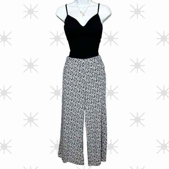 Roxy Wide Leg Pants floral Print Boho Beach Lounge Trousers Size XS casual surf - Picture 1 of 6